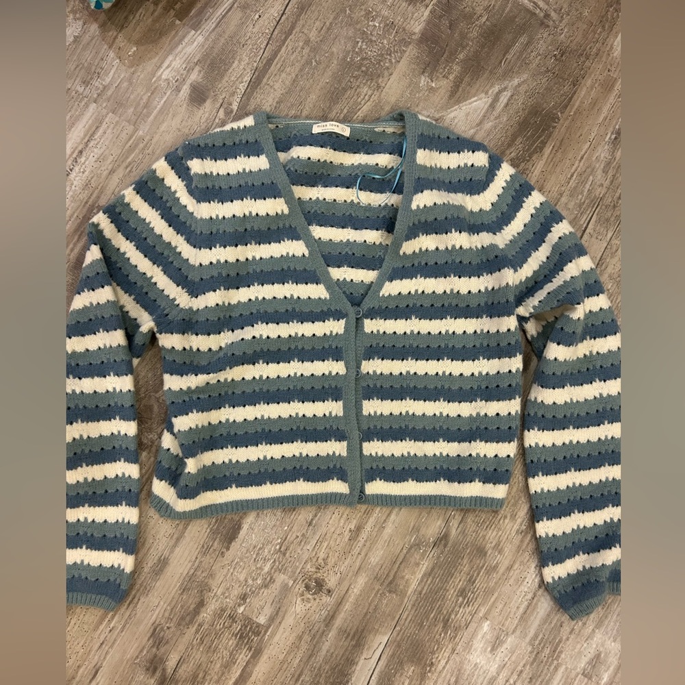 No Rest for Bridget Blue Stripe Cardigan